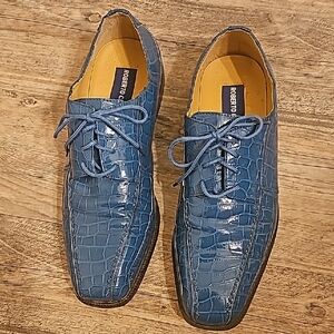 Roberto Cavalli Blue Crocodile Pattern Men's Shoes